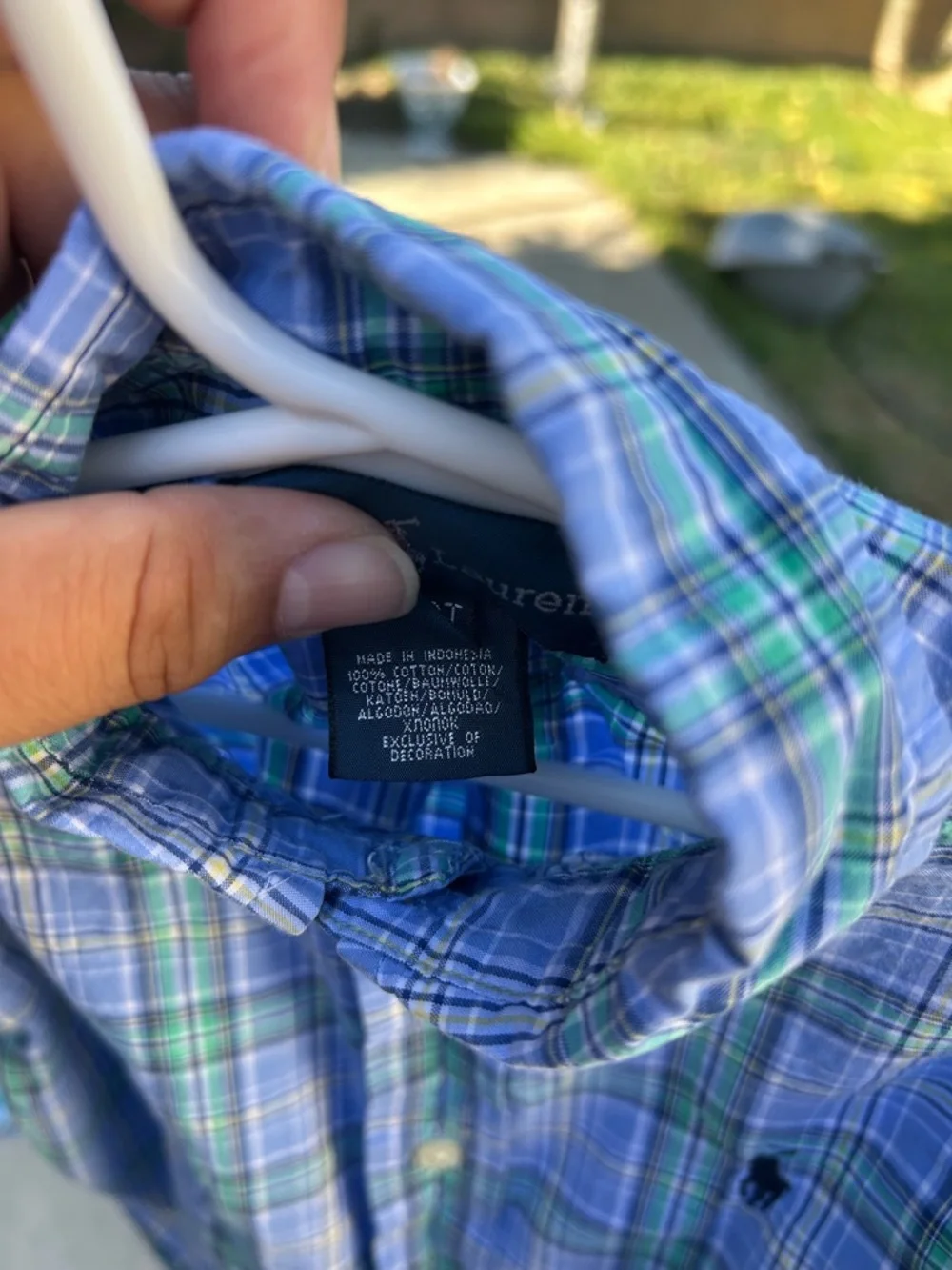 Polo by Ralph Lauren Blue & Green Plaid Button-Down Shirt